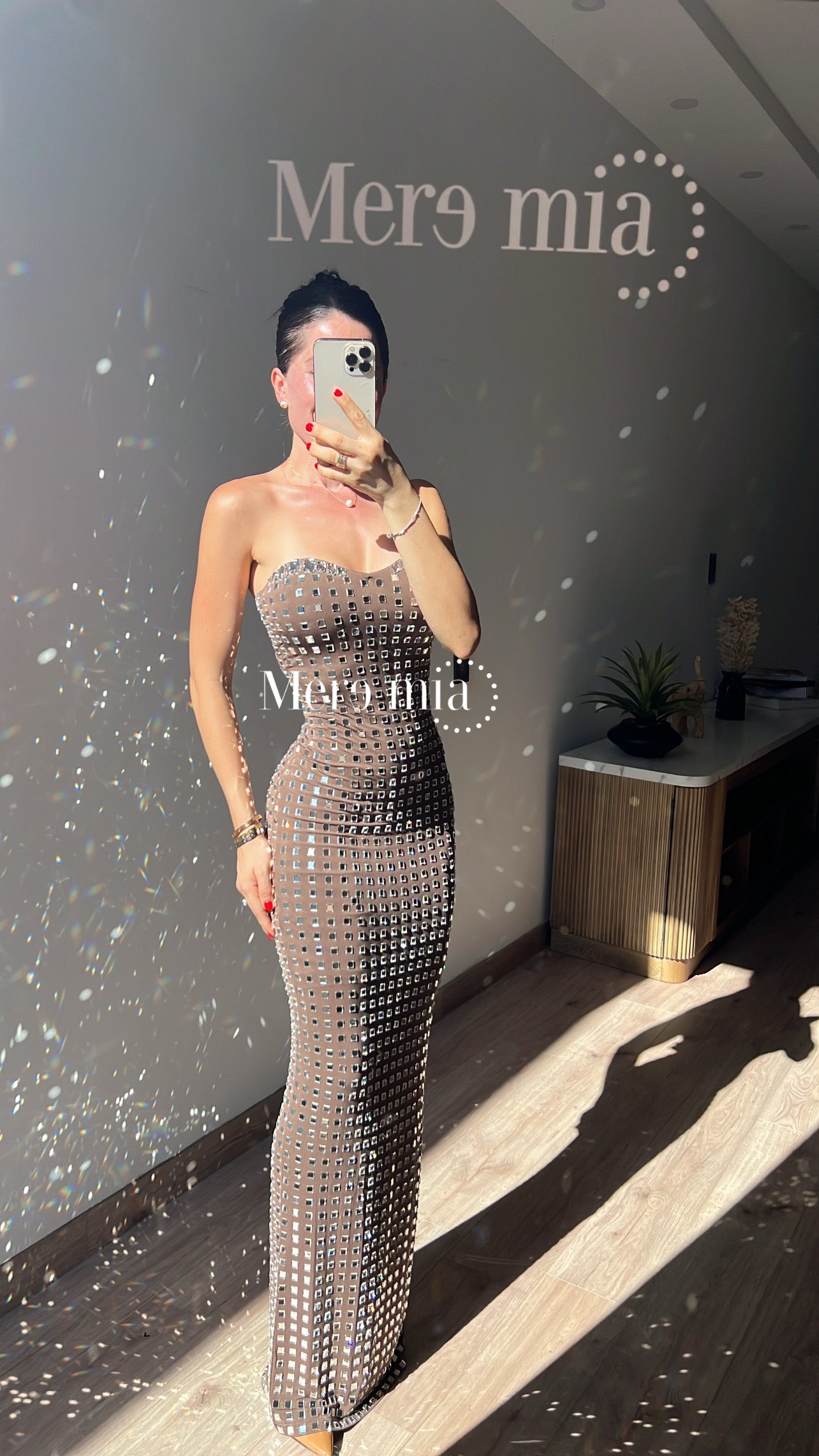 Vestido cuadros plata