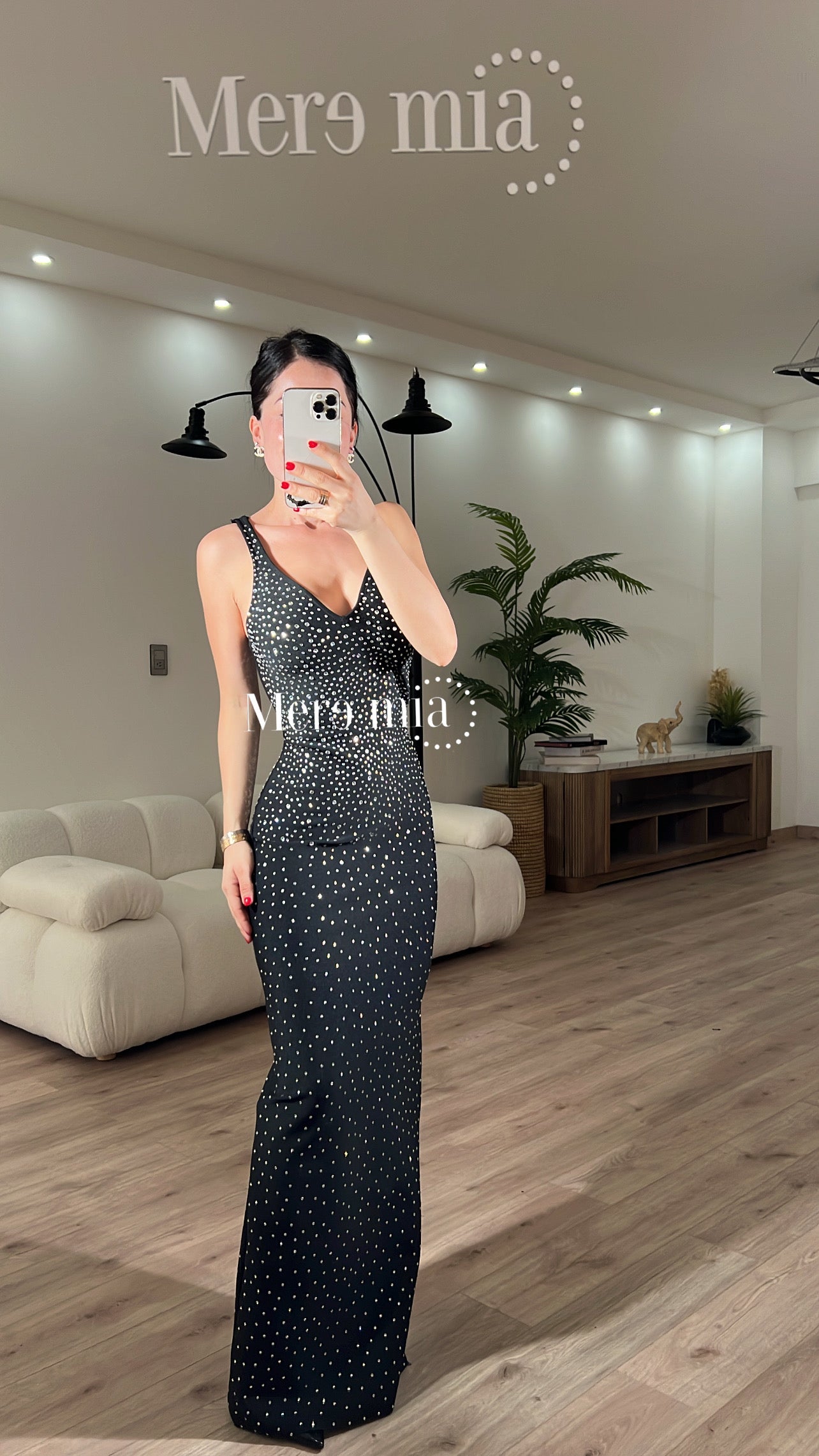 Vestido negro puntos brill