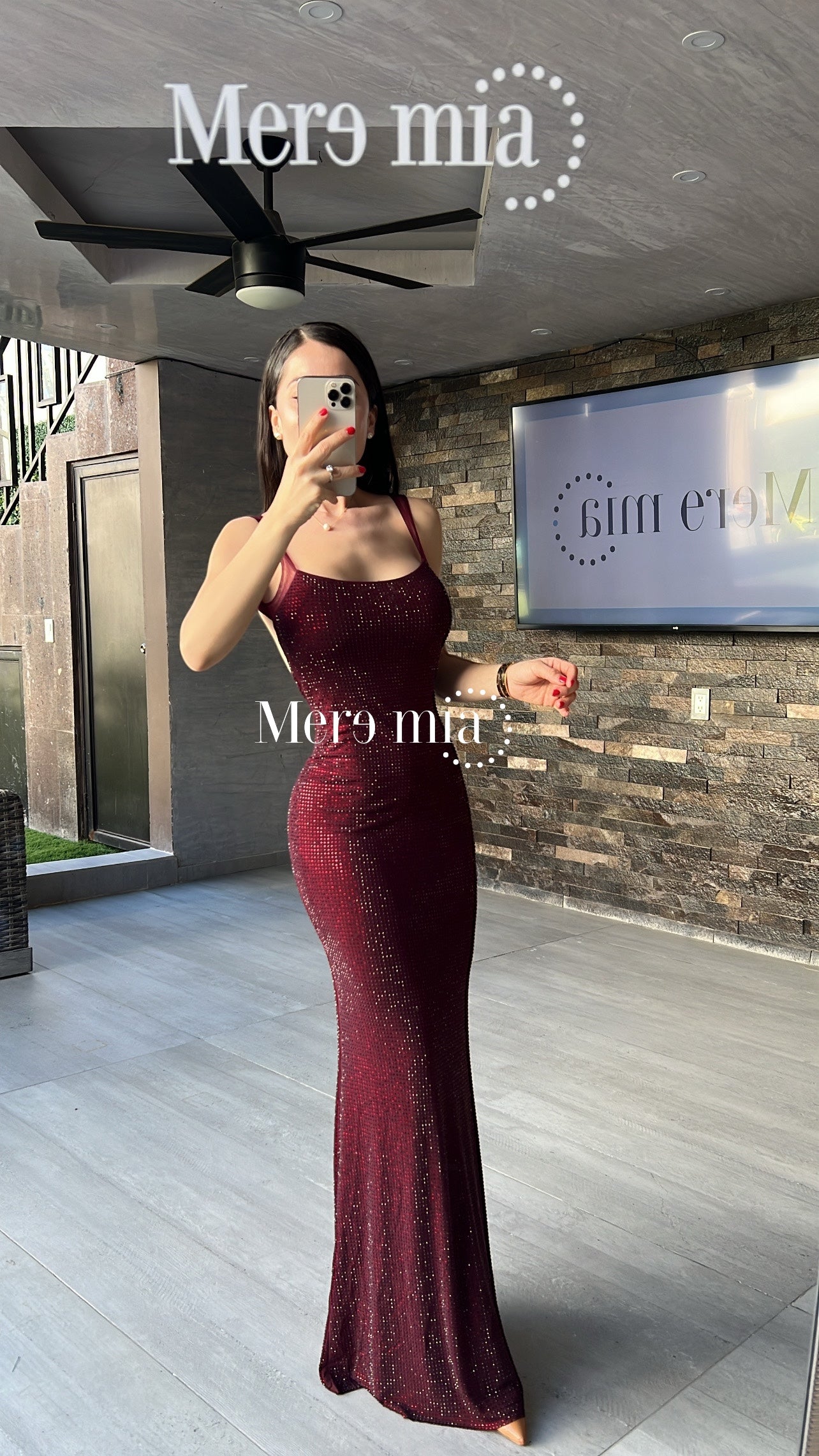 Vestido tinto puntos malla