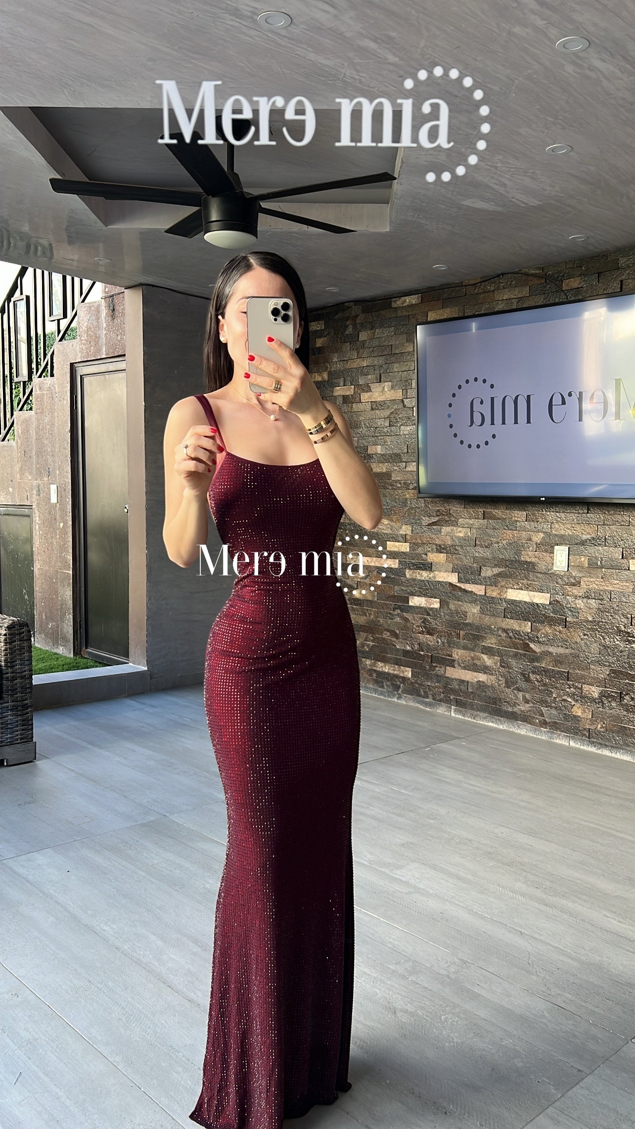 Vestido tinto puntos malla