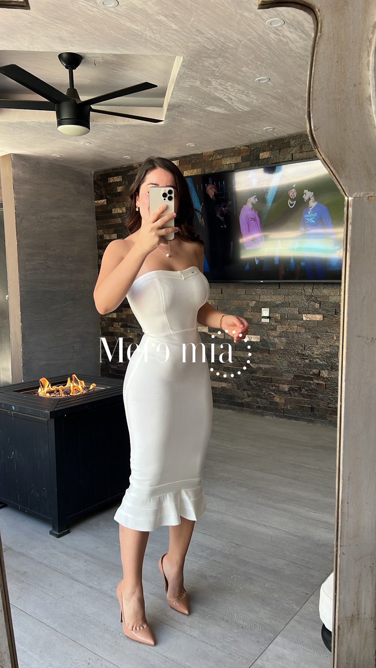 Vestido blanco Olán abajo strapless