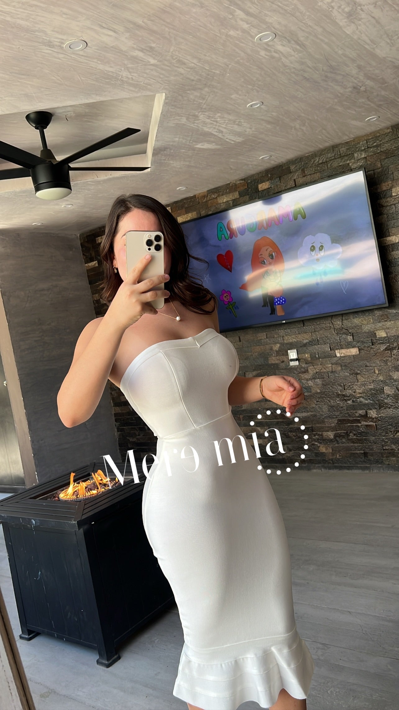 Vestido blanco Olán abajo strapless
