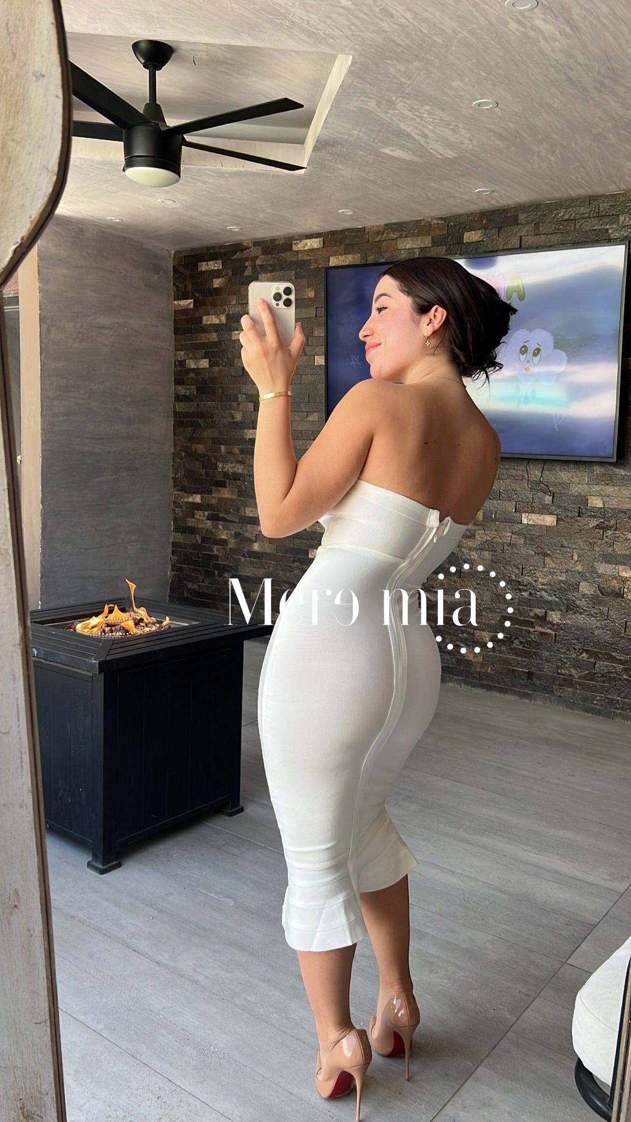 Vestido blanco Olán abajo strapless