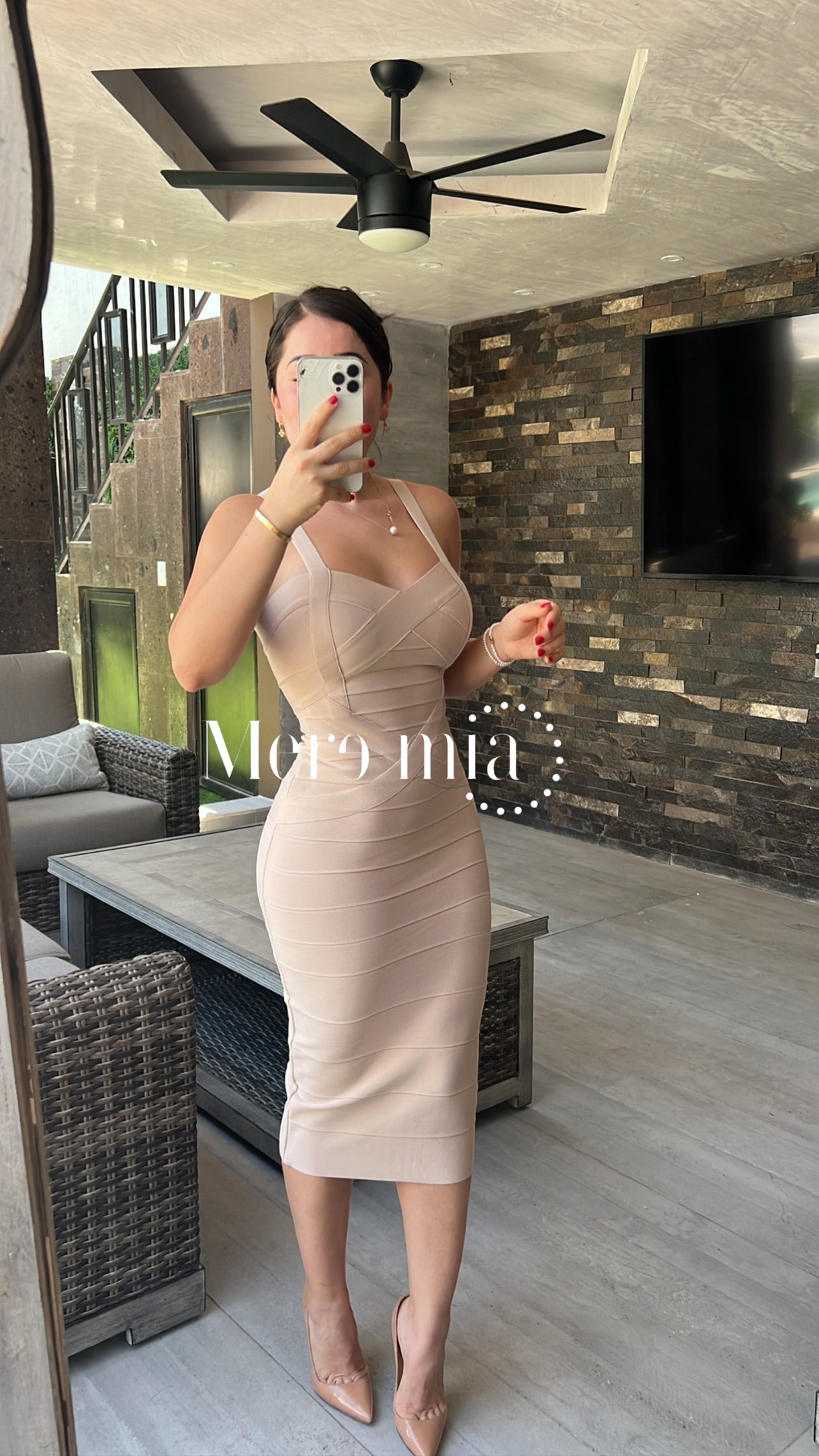 Vestido beige tirantes