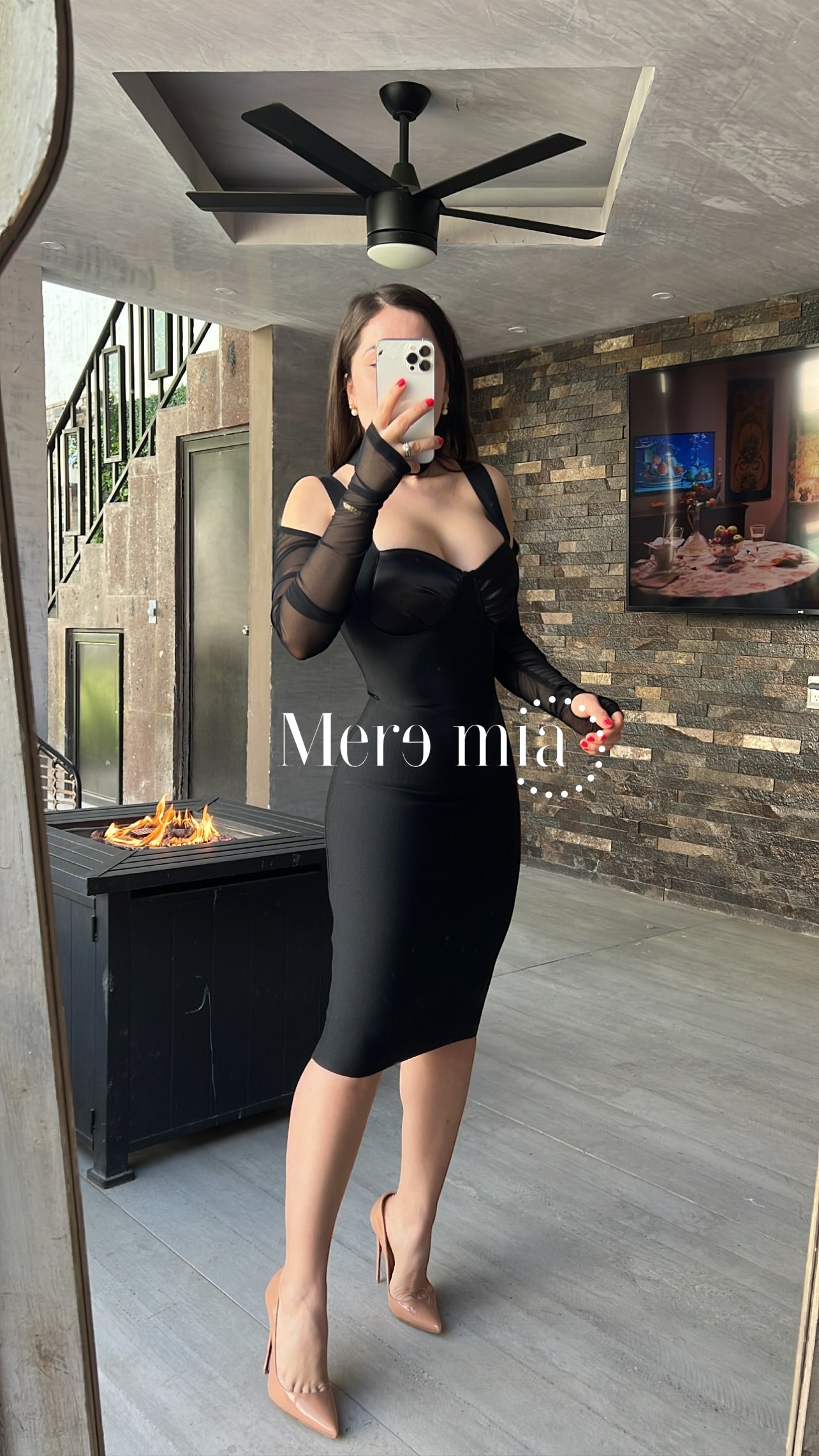 Vestido manga larga con copas