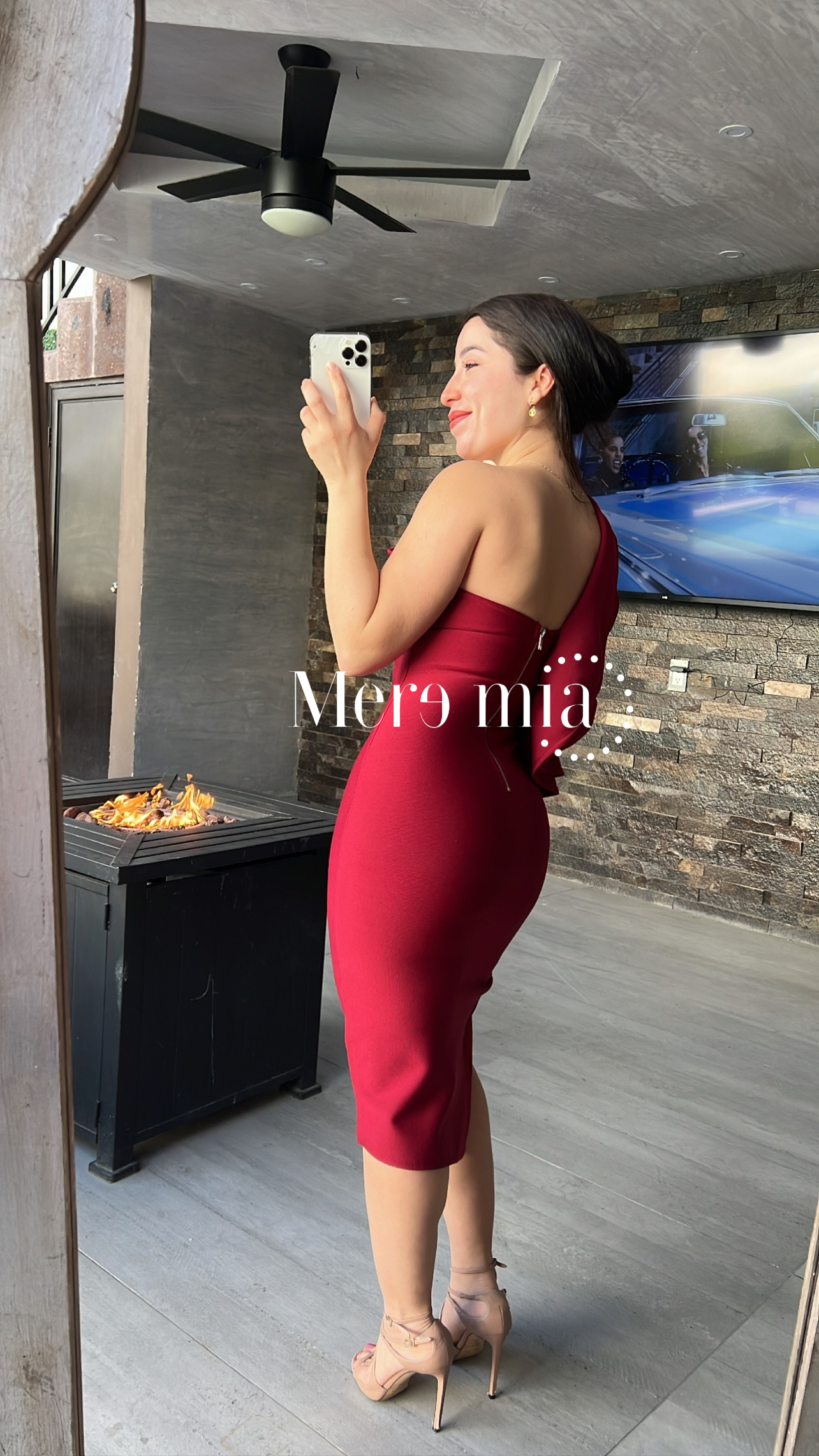 Vestido escarola tinto